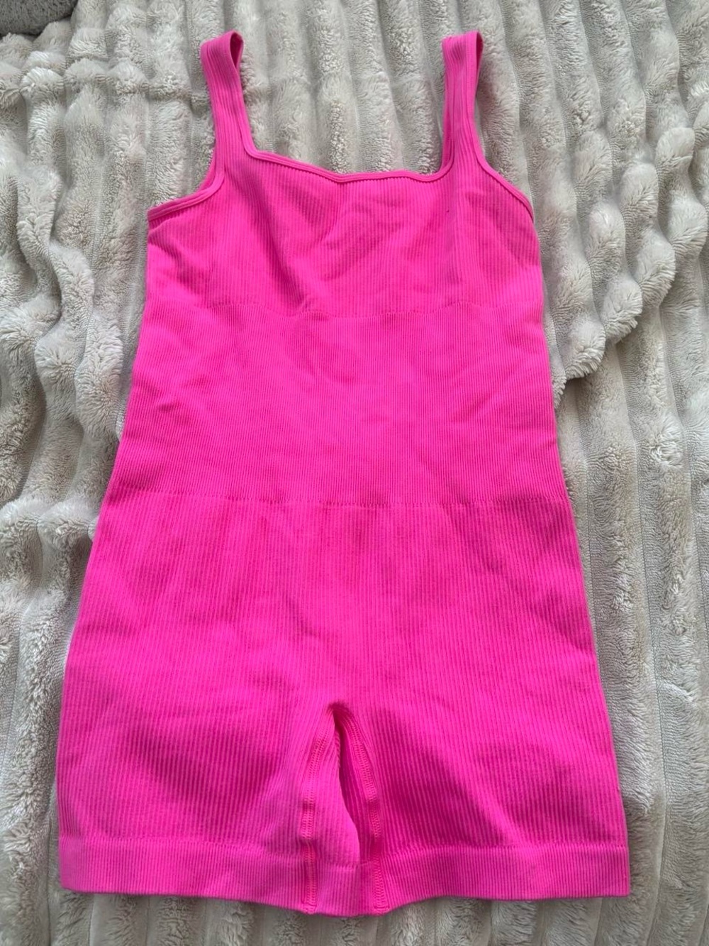 Pink Ribbed Tank Short Romper - Picture 3 of 4